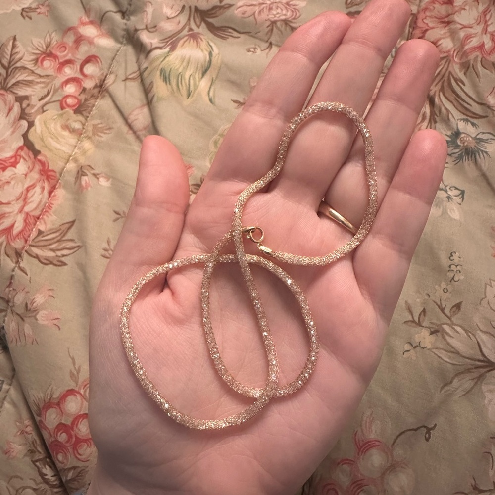 10k mesh and cz chain necklace